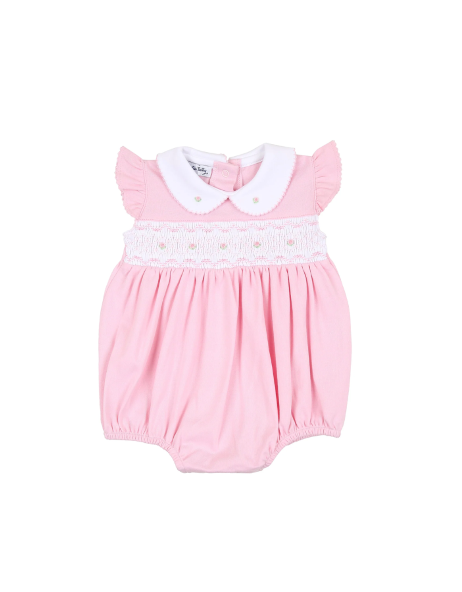 Magnolia Baby Kate And Luke Smock Collar Flutter Bubble Pink