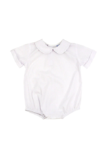 The Bailey Boys White Boys Short Sleeve Piped Onesie w/ Button Back