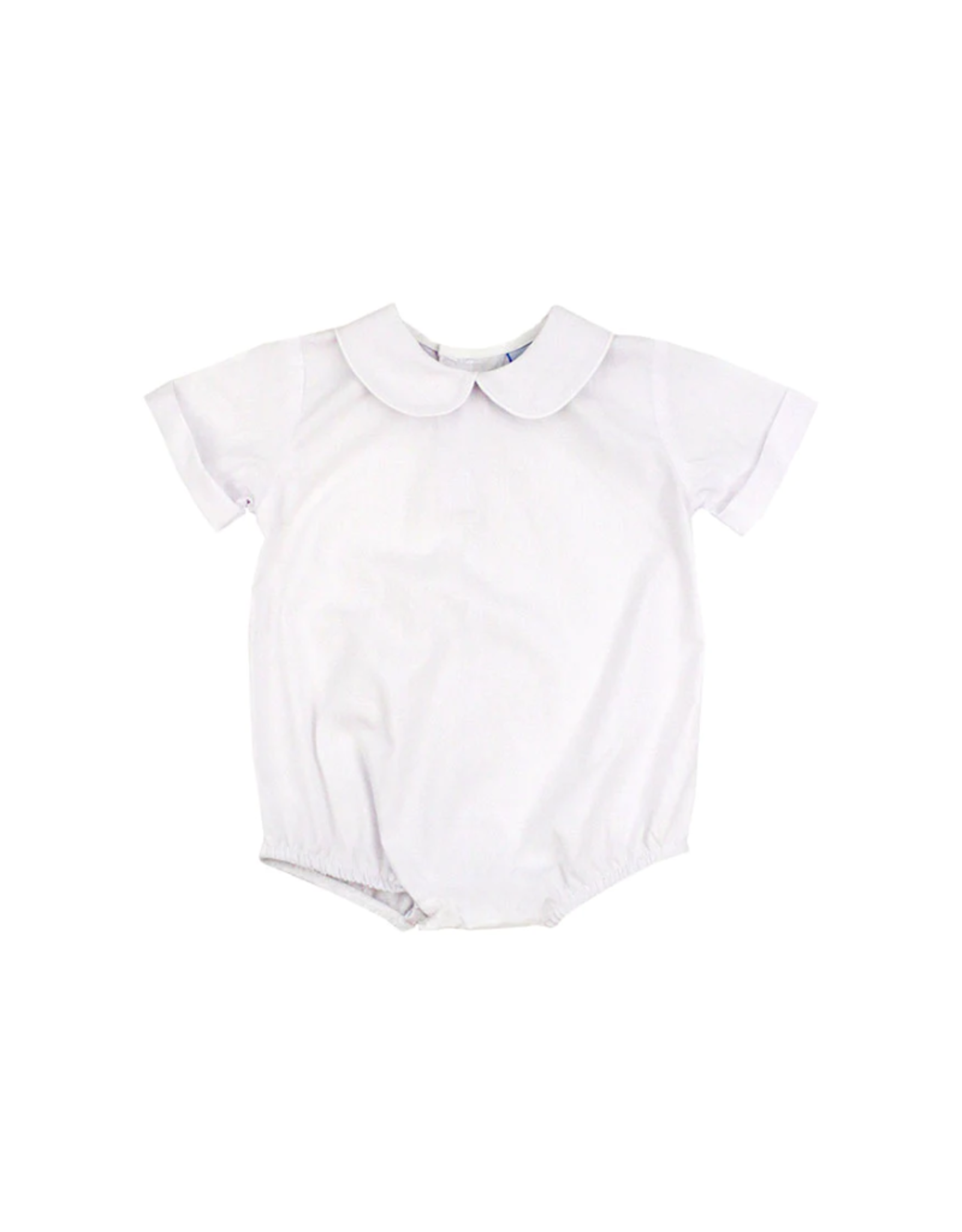 The Bailey Boys White Boys Short Sleeve Piped Onesie w/ Button Back