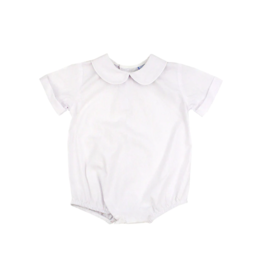 The Bailey Boys White Boys Short Sleeve Piped Onesie w/ Button Back