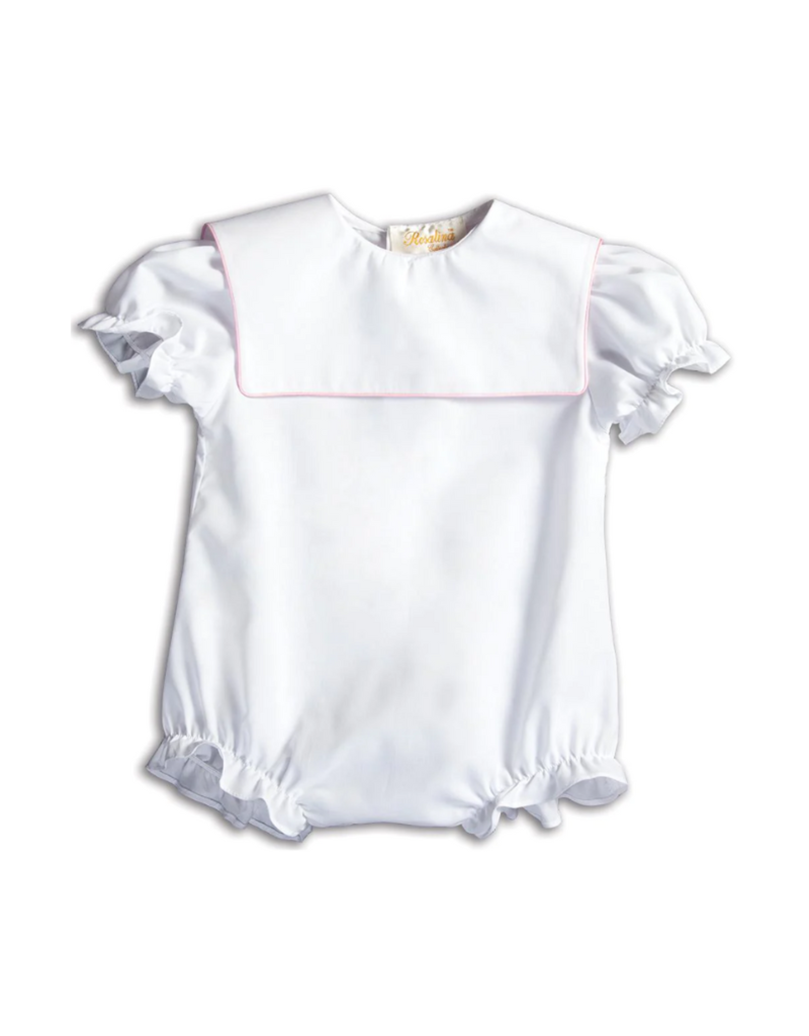Rosalina White Bubble w/ Pink Trimmed Square Collar