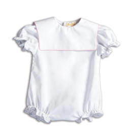 Rosalina White Bubble w/ Pink Trimmed Square Collar