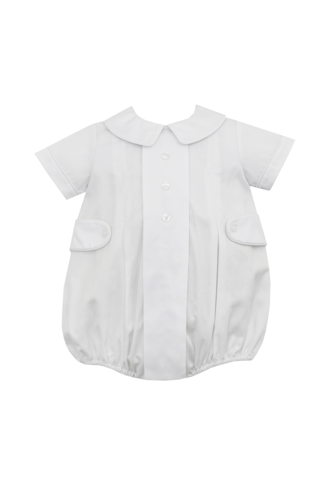 Light Blue Stripe Boy's Bubble with White Square Collar by Petit Bebe main image 0