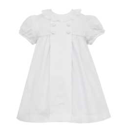 Claire and Charlie White Pique Dress with Swiss Eyelet Ruffle Collar