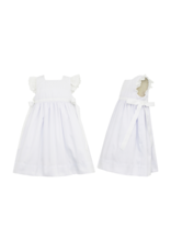 Claire and Charlie White Pique Dress with Eyelet Sleeves and Ribbon