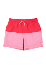 The Beaufort Bonnet Company Country Club Colorblock Trunks- Rich Red/Hot Pink