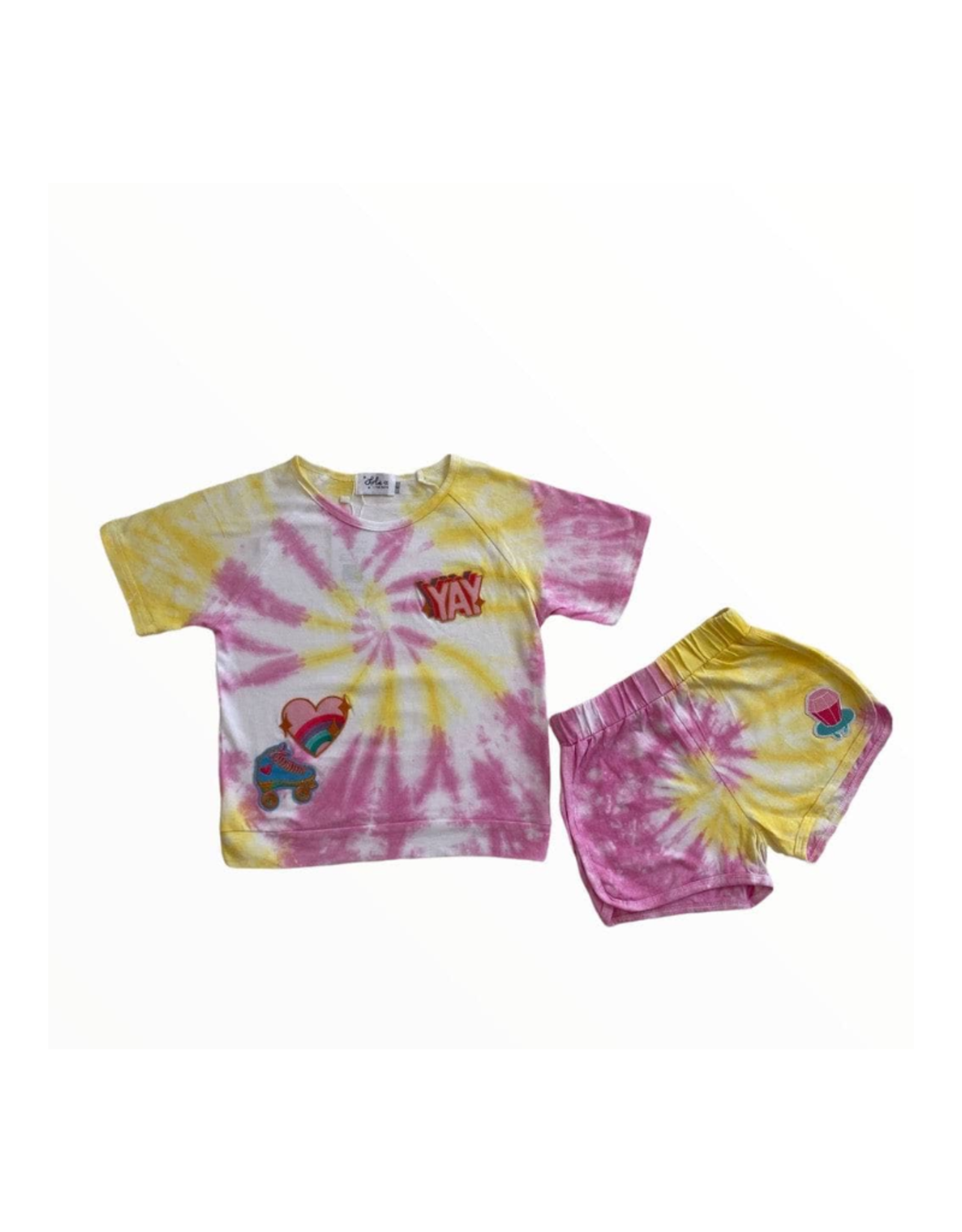 Lola and the Boys YAY Patch Tie Dye Short Set
