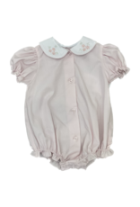 Auraluz Pink Button Front Bubble w/ Satin Flowers Embroidery