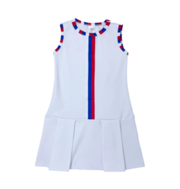 SET Renea Dress - White w/ Red & Blue