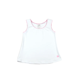 SET Riley Razor Tank - White w/ Pink Ric Rac