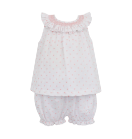 Anavini Pink Embroidered Dot Sleeveless Bloomer Set