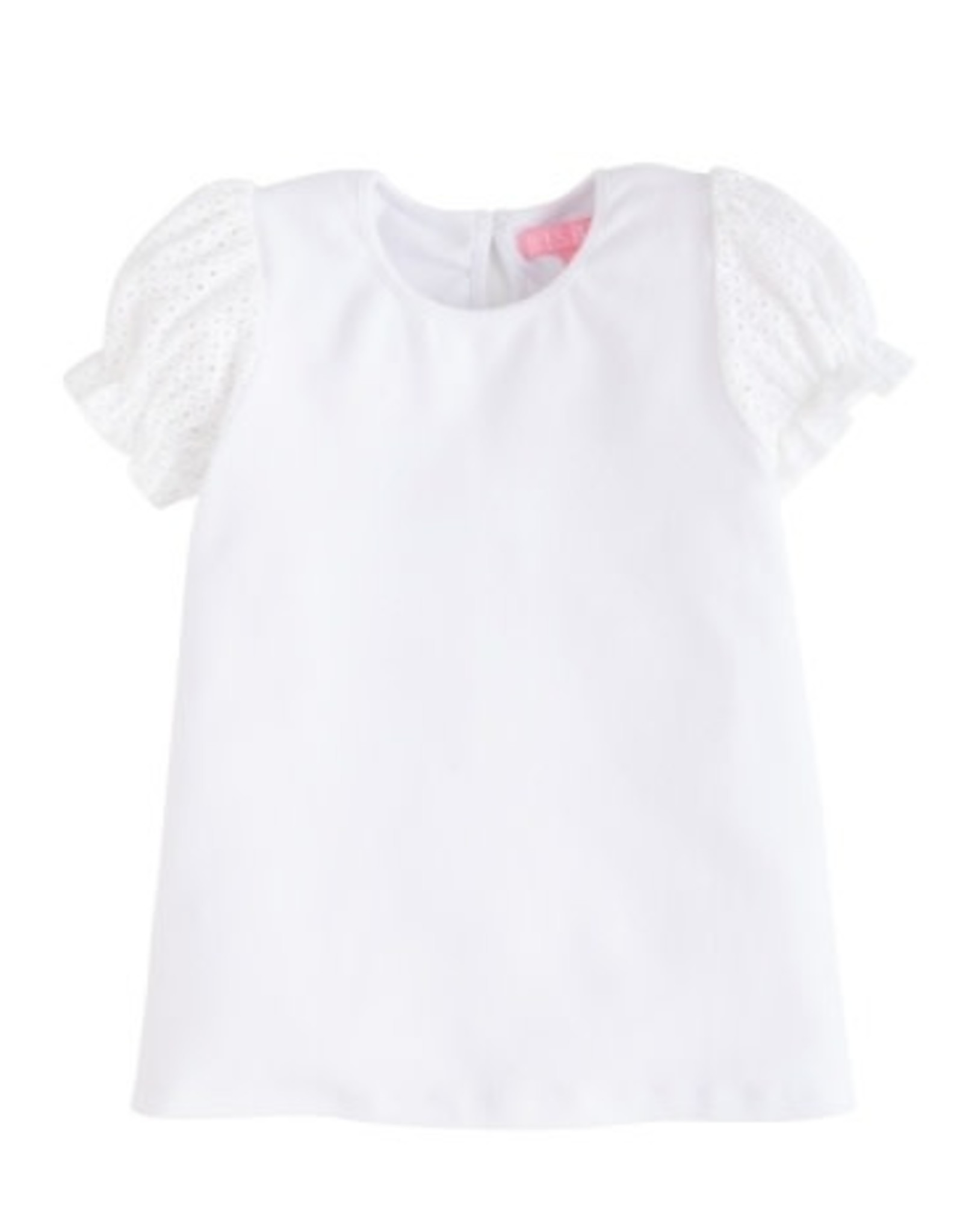 Bisby Contrast Sleeve Tee - White Eyelet