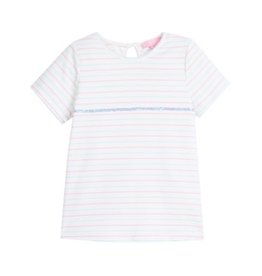 Bisby Sequin Stripe Tee - Pink & Aqua