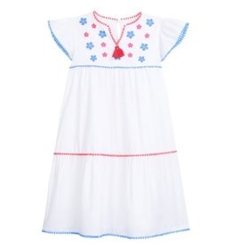 Bisby Positano Dress, White with Embroidery