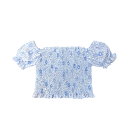 Be Elizabeth Smocked Top Blue Floral