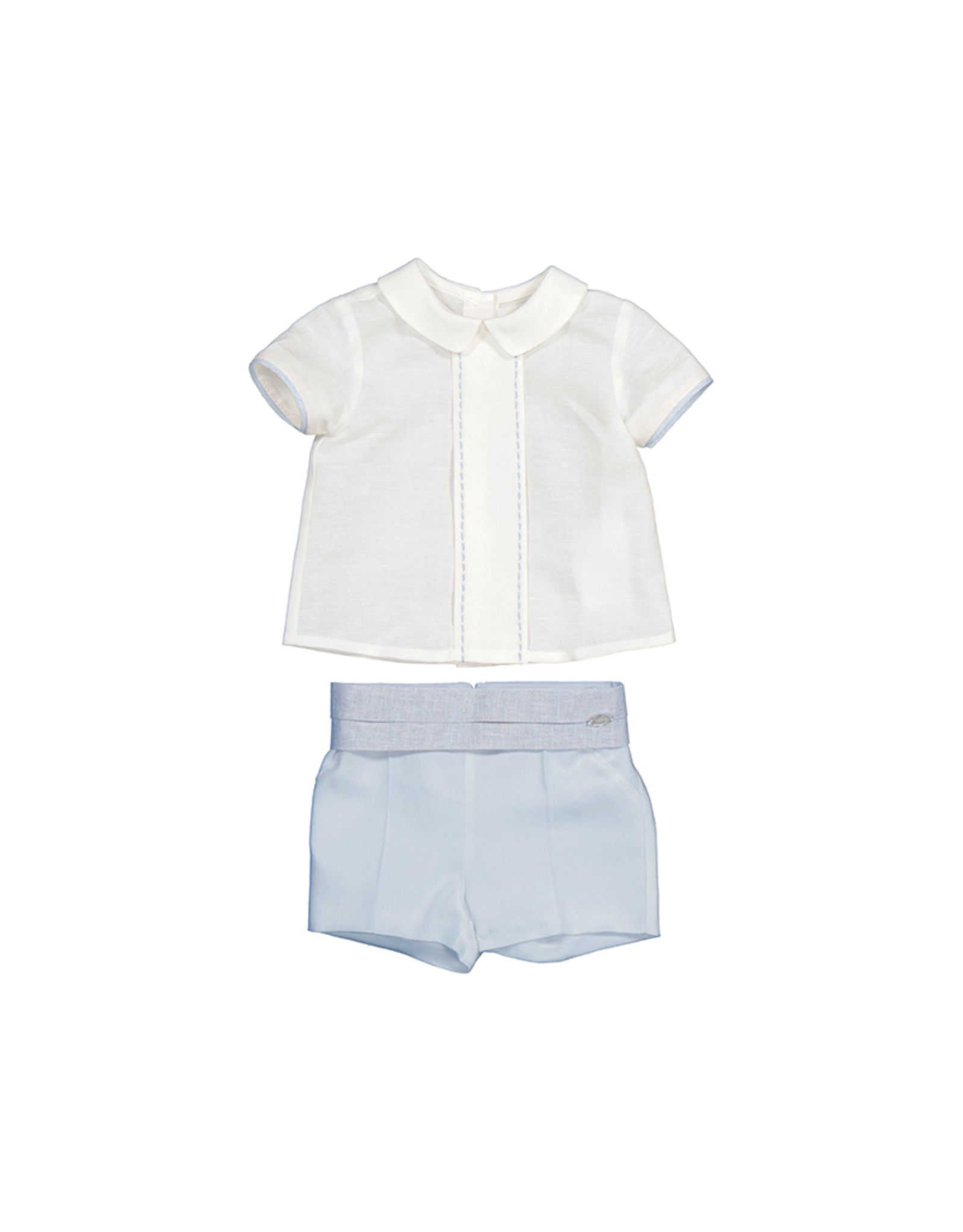 Mayoral Blue/White Linen Short Set (1261) - 4/6m