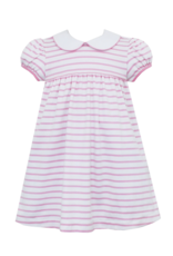 Claire and Charlie Pink Stripe Knit SS Collar Dress