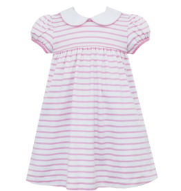 Claire and Charlie Pink Stripe Knit SS Collar Dress