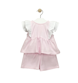 Babidu Pink/White Short Set (49360)