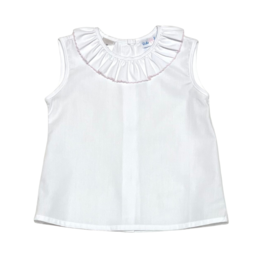 Lulu Bebe LLC Sleeveless White/Pink Ruffle Top