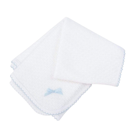Paty Paty White Blanket With Trim Blue with Bow