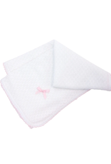 Paty Paty White Blanket With Trim Pink with Bow