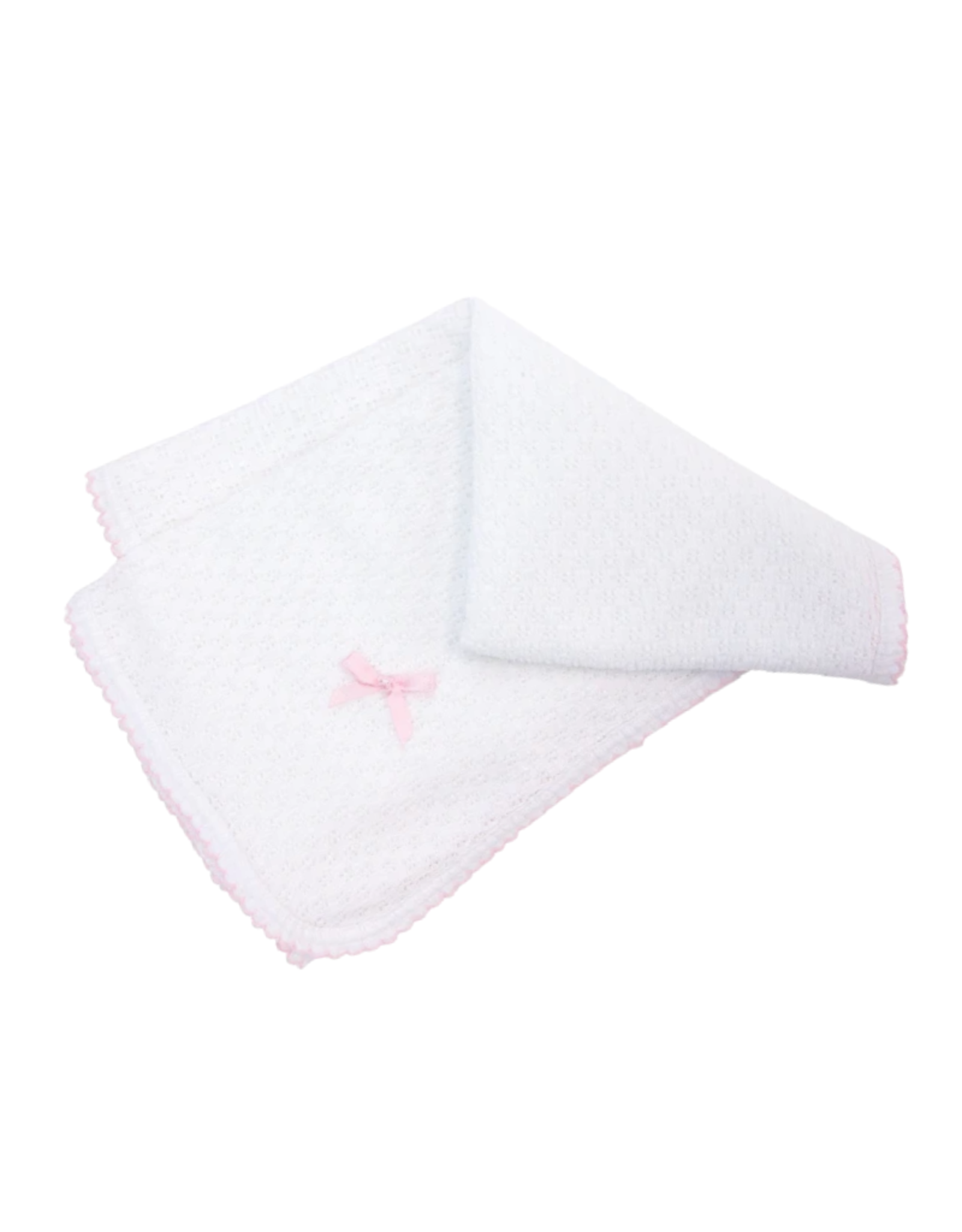Paty Paty White Blanket With Trim Pink with Bow