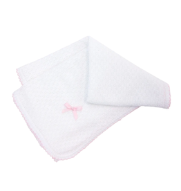 Paty Paty White Blanket With Trim Pink with Bow