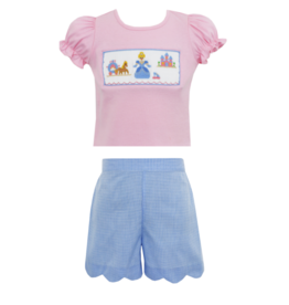 Anavini Pink Cinderella Smock Short Set