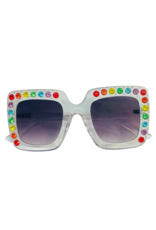 Bari Lynn Half Crystallized Square Sunglasses