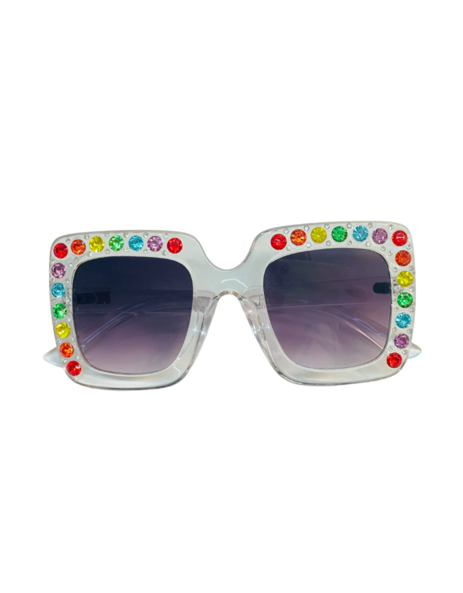Bari Lynn Half Crystallized Square Sunglasses