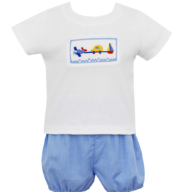 Petit Bebe Transportation Smock Tshirt and Bloomer Short Set