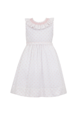 Anavini Pink Embroidered Dot Sleeveless Dress