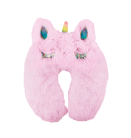 Iscream Pink Unicorn Furry Neck Pillow