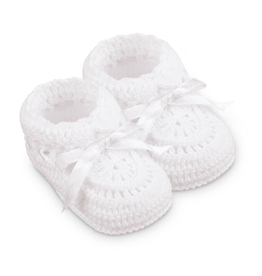 Jefferies Socks White Crochet Bootie 2681 Newborn