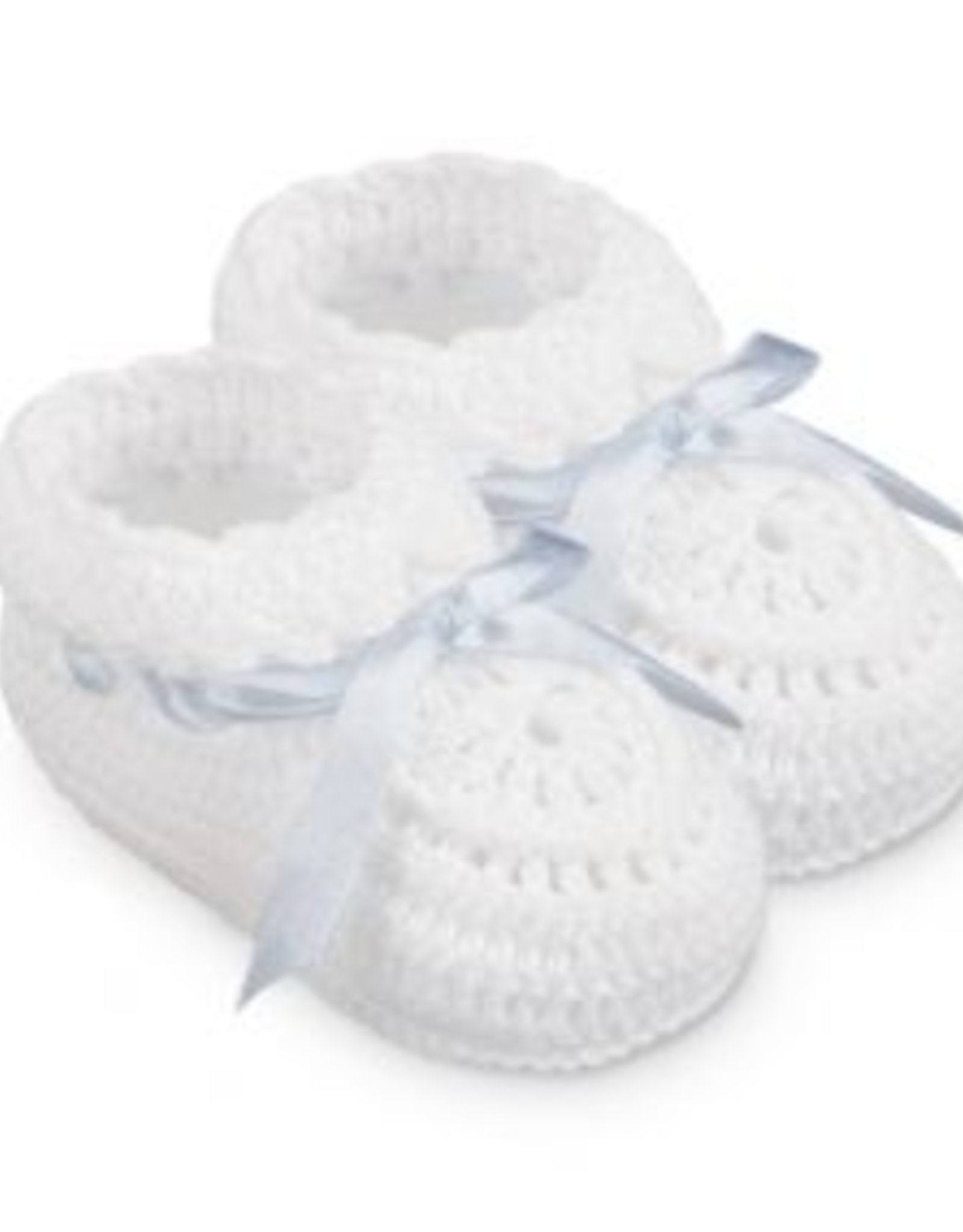 Jefferies Socks White And Blue Crochet Bootie 2681 Newborn