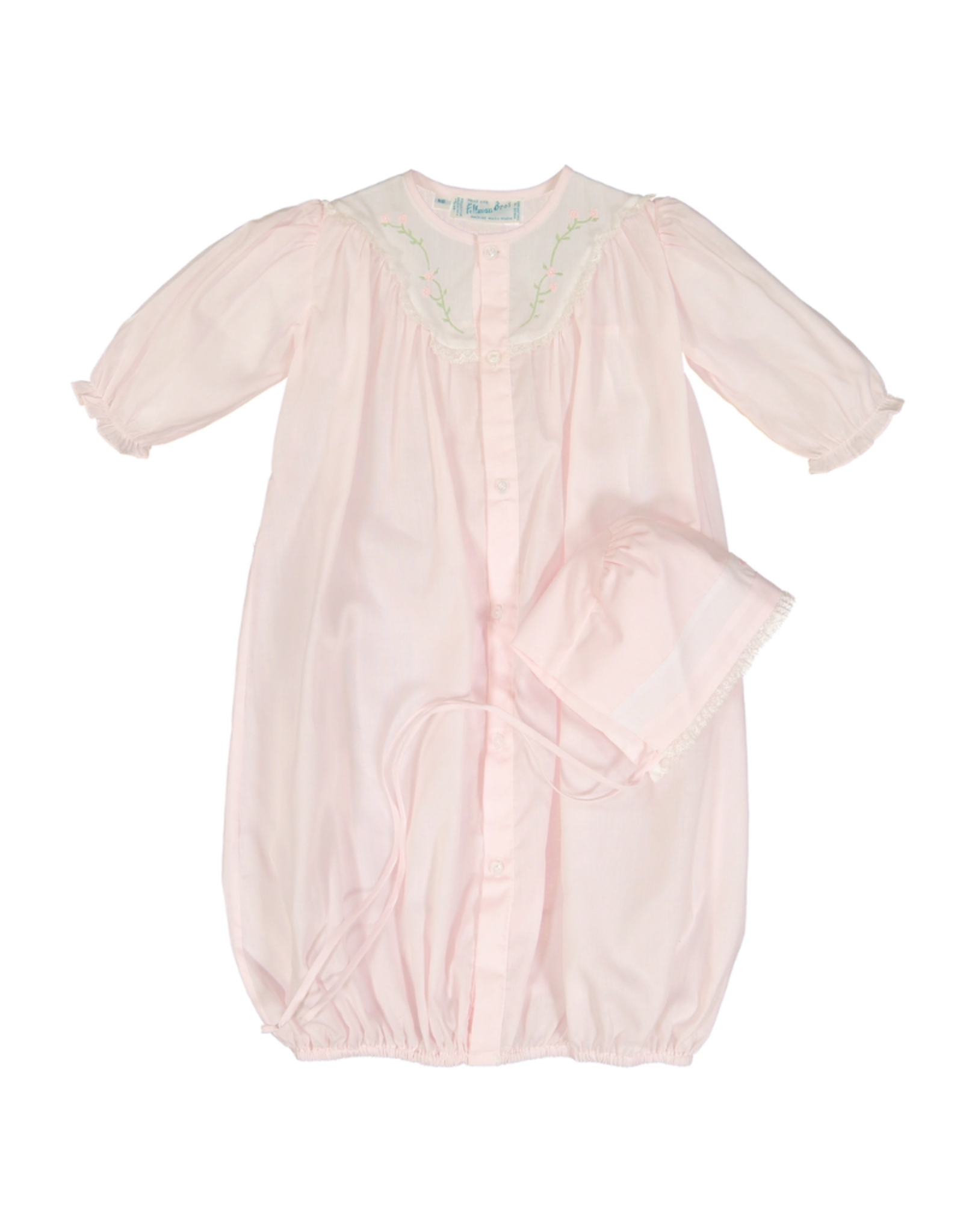 Feltman Brothers Girls Pink Embroidered Yoke Take Me Home Gown NB