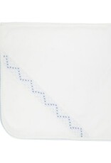 The Beaufort Bonnet Company Sweetly Smocked Blessing Blanket White/Blue & Periwinkle