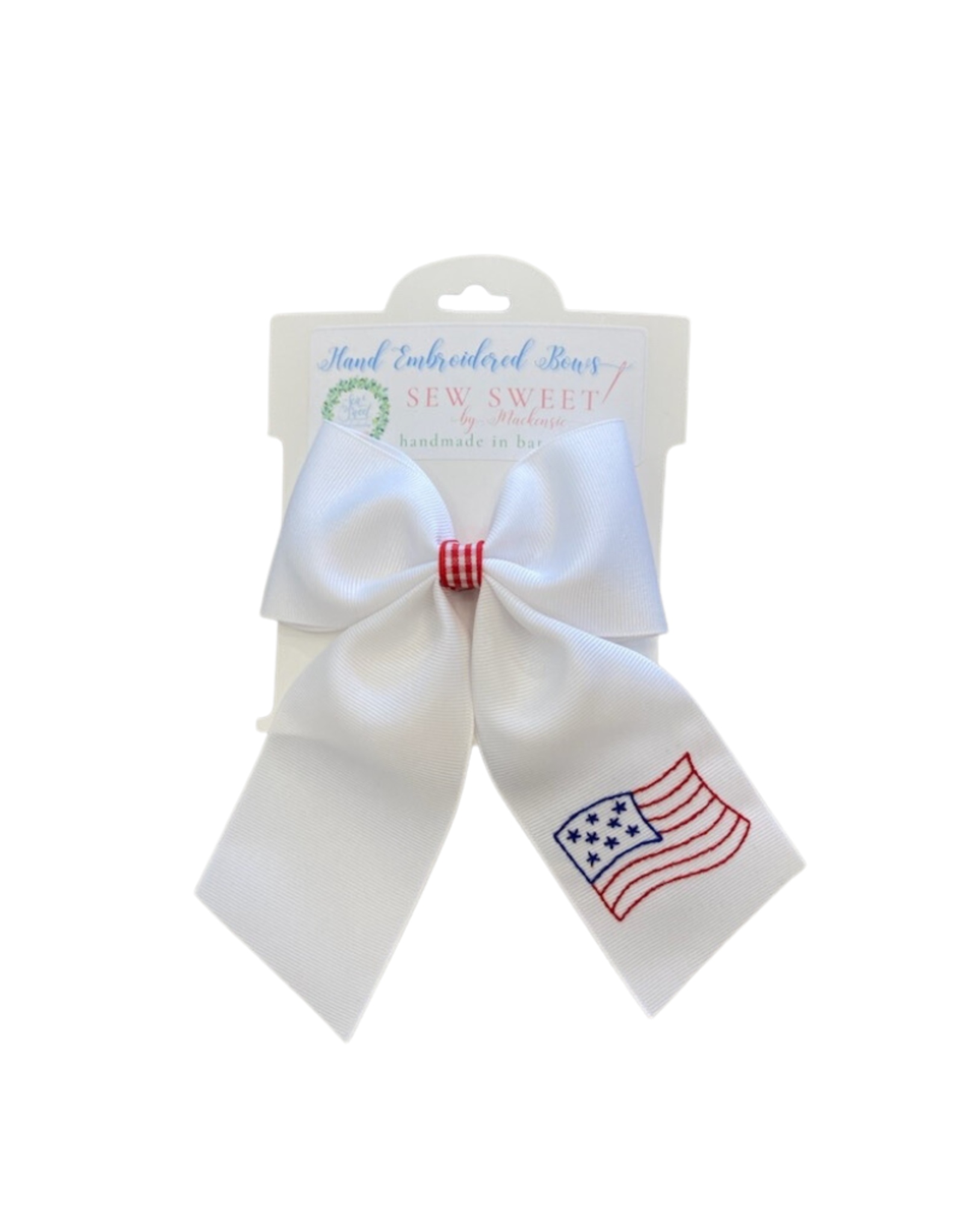Sew Sweet American Flag Bow 2.25"  White