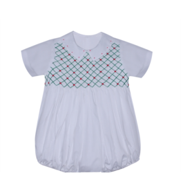 White Channing Boy Bubble w/ Christmas Smocking