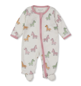 Kissy Kissy Zebra And Friend Zipper Footie Pink