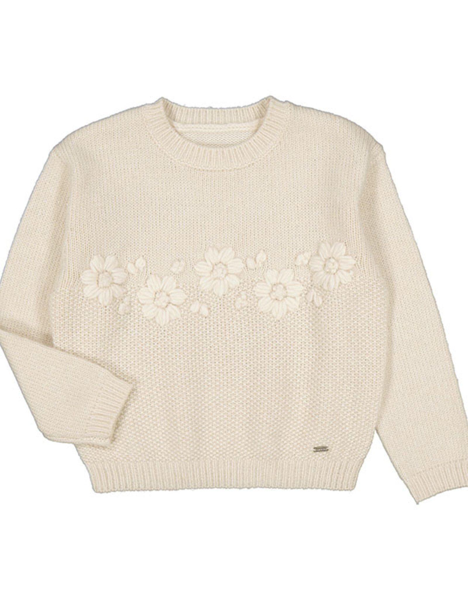 Mayoral Ivory Sweater with Floral Tone Detail