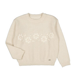 Mayoral Ivory Sweater with Floral Tone Detail