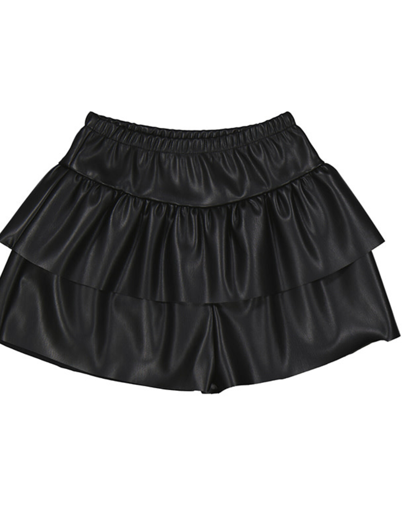 Mayoral Black Leather Ruffle Skirt