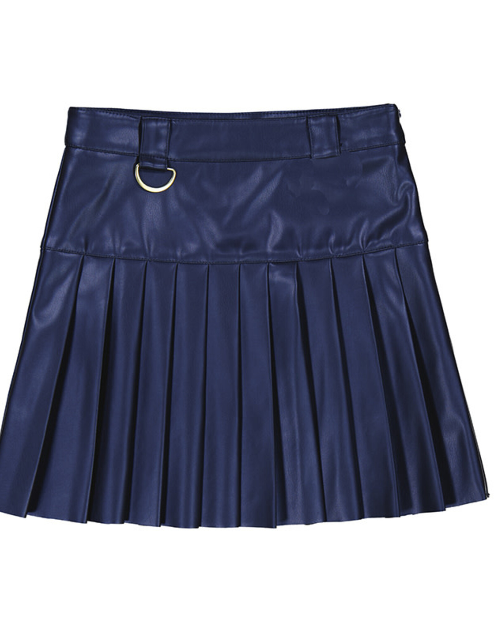 Mayoral Pleated Leather Skirt, Navy