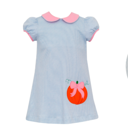 Claire and Charlie Blue Gingham Knit Pumpkin Dress