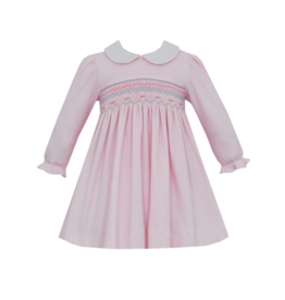 Petit Bebe Grace Dress LS Pink Gingham Knit