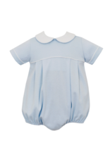 Petit Bebe Solid Blue Knit SS Bubble With Collar