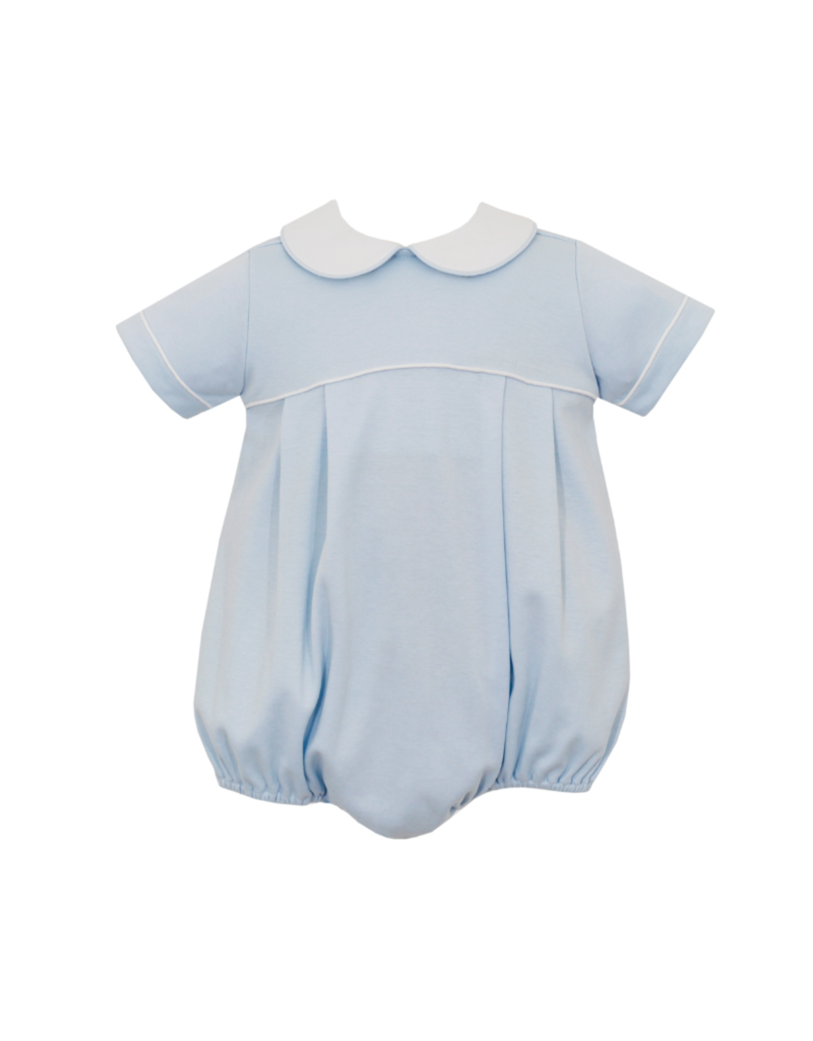 Petit Bebe Solid Blue Knit SS Bubble With Collar