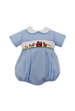 Petit Bebe Blue Windowpane Boys Bubble Farm Smocking